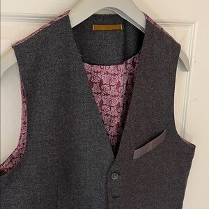 Ted Baker Charcoal Herringbone Vest